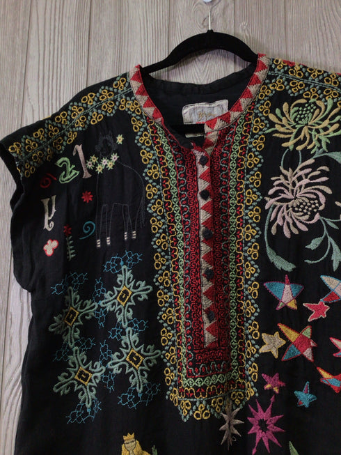 Johnny Was Dress Linen Embroidered Size Large